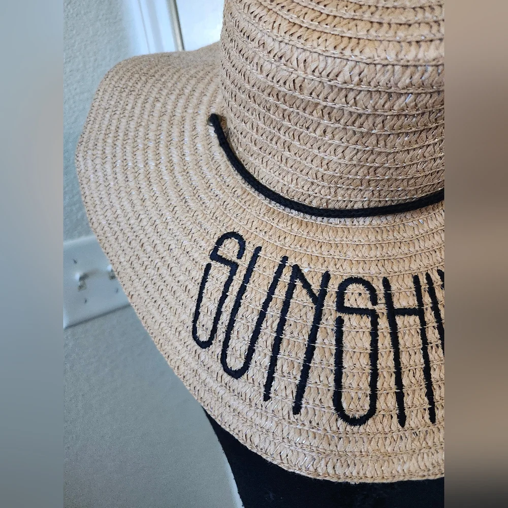 Sunshine Tan‎ Straw Hat Beach Summer Embroidered